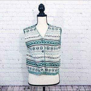 New York Style Cream /Mint Sweater Vest Size L